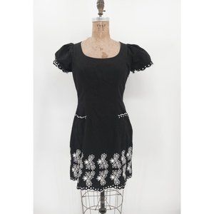 Betsey Johnson Black and White Embroidered Dress